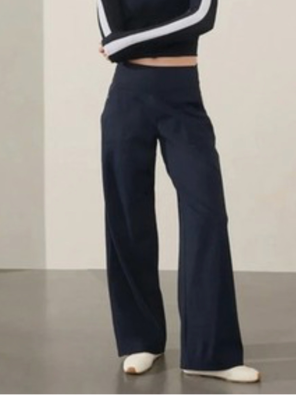 Athleta Venice Flare Pants Navy Wide-Leg Pants LP Large Petite